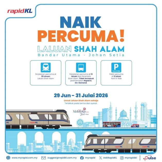 LRT3 Laluan Shah Alam mula beroperasi esok, tambang percuma hingga 31 Julai 2026 – PMX