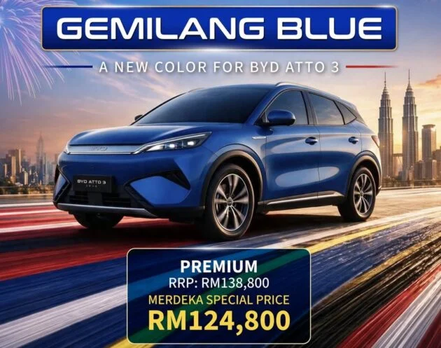 BYD Atto 3 Premium 2026 terima warna baru Gemilang Blue dan harga istimewa sempena Merdeka — RM125k