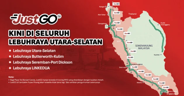 PLUS kini laksana sistem pembayaran tol JustGo ANPR di seluruh jajaran Lebuhraya Utara-Selatan
