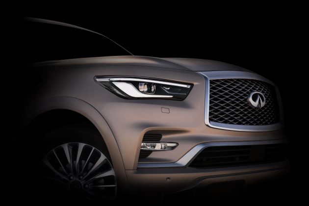 全新 Infiniti QX80 预告图流出，11月14日杜拜车展亮相！
