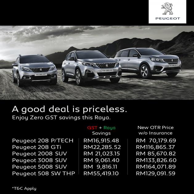 Peugeot 公布0% GST售价表，外加开斋节促销回扣，购买 508 SW THP 节省高达5万5,419令吉；去年东运会专车续卖