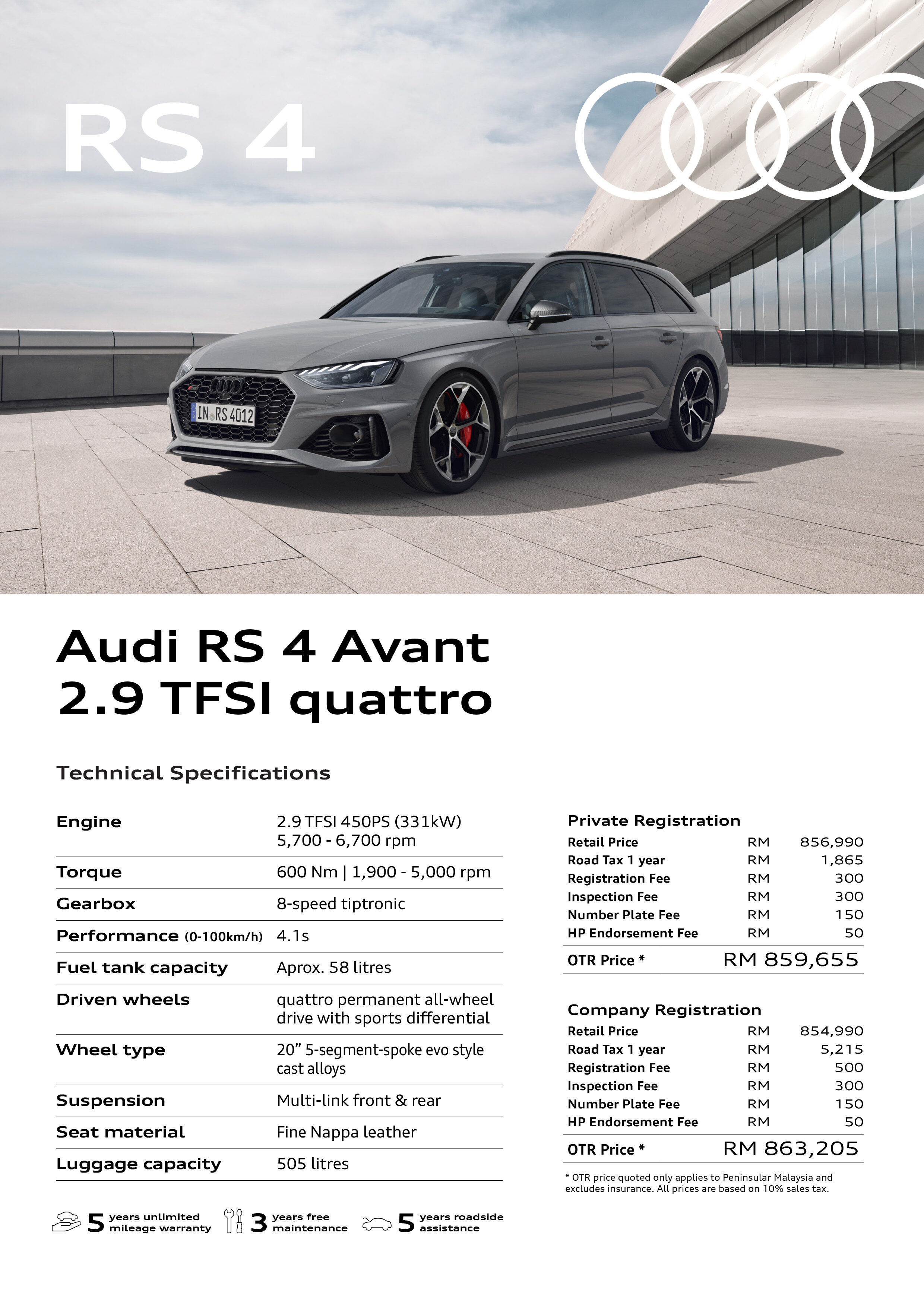 2022 Audi RS4 本地开卖！配备有所调整，售RM860k起