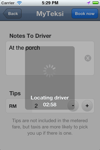 MyTeksi: book a taxi in Malaysia using an app