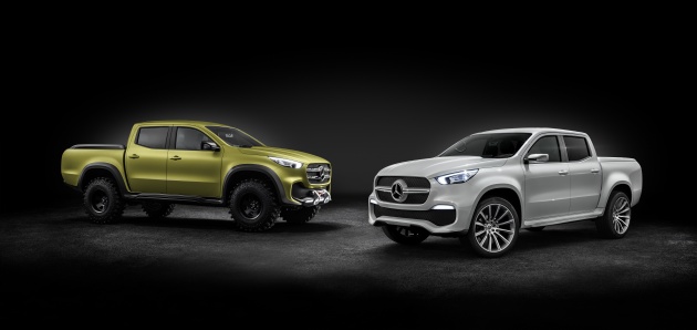 Mercedes-Benz Concept X-CLASS stylish explorer (rechts) und Mercedes-Benz Concept X-CLASS powerful adventurer (links) ; Mercedes-Benz Concept X-CLASS stylish explorer (right) and Mercedes-Benz Concept X-CLASS powerful adventurer (left);