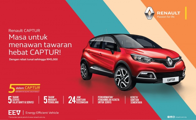 Renault Captur ditawarkan pakej servis ‘5inCaptur’ – lima-tahun/100,000 km penyelenggaraan percuma