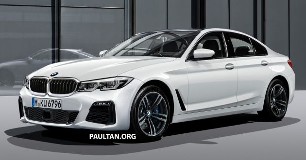2019 G20 BMW 3 Series rendered – conjoined kidney grille, notched headlamps, L-shaped tail lamps