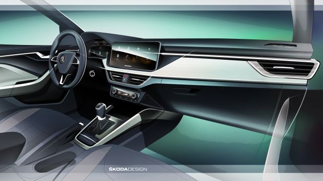 Skoda Scala – interior sketch shown, Dec 6 unveiling