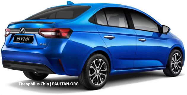 Perodua Myvi sedan rendered with Ativa design cues