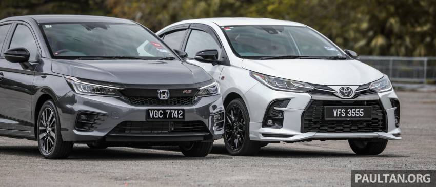 2021 Honda City vs Toyota Vios in Malaysia – sportiest RM106k e:HEV RS hybrid and RM95k GR Sport shown 1355168