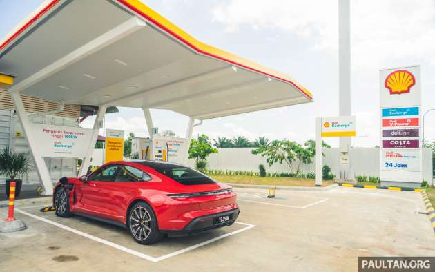 Shell Recharge EV fast charging tested in Malaysia – 180 kW of DC power in a Porsche Taycan in Tangkak!