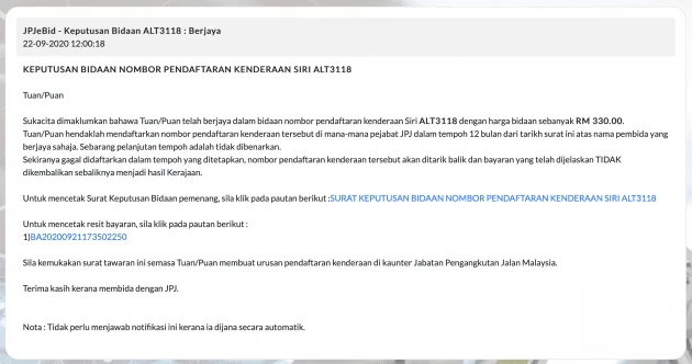 JPJeBid – how to bid for your preferred car number plate online, DIY and skip the runner and his markup