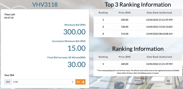JPJeBid – how to bid for your preferred car number plate online, DIY and skip the runner and his markup