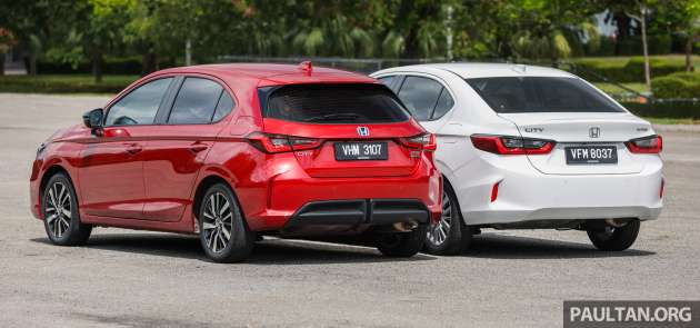 GALERI: Honda City 1.5 V petrol sedan vs Honda City Hatchback 1.5 RS e:HEV 2022 — RM91k – RM110k