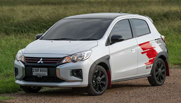 2022 Mitsubishi Mirage Ralliart – eco car is still alive in Thailand; rally-style overfenders, mud flaps, decals