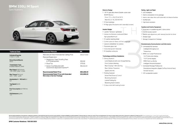 2023 BMW 330Li M Sport facelift in Malaysia – LWB G28 LCI gets comfort suspension, sunroof, fr RM306k