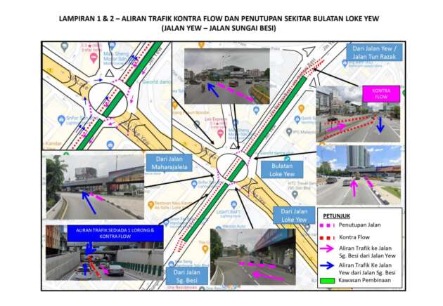 Bulatan Loke Yew and surrounding road closures now from October 2, 2023 until October, 1 2024 – DBKL