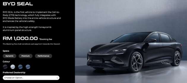 BYD Seal EV now open for pre-booking in Malaysia – Dynamic, Premium, Performance AWD; RM1,000 fee