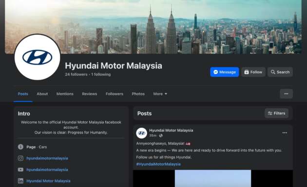 Hyundai Motor Malaysia activates new social media pages – principal takes over as official distributor