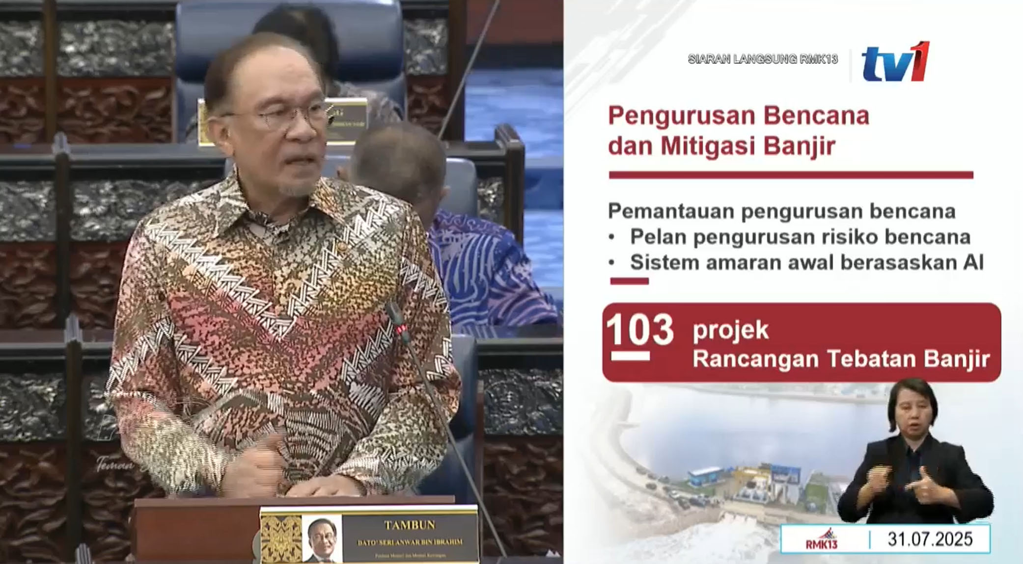 RMK13: Over RM20 billion for 103 flood mitigation projects nationwide, AI-based early warning system