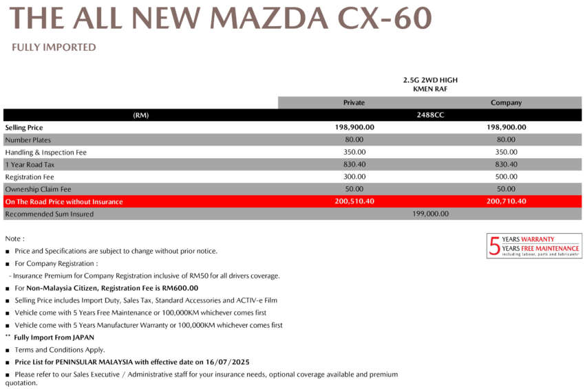 Mazda CX-60 launched in Malaysia – 2.5L Skyactiv-G petrol, 8AT, RWD, Bose speakers, CBU Japan, RM200k 1963366