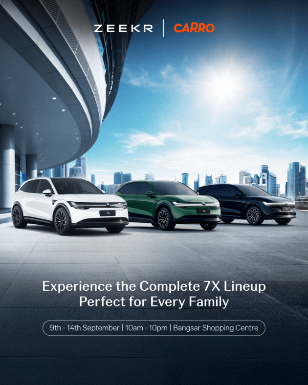 Check out the full Zeekr 7X SUV range at the Bangsar Shopping Centre roadshow this week – from RM179.8k