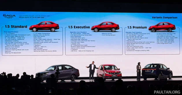 Proton Saga 2026 dilancarkan di Malaysia — Standard, Executive, Premium; 1.5L NA 120 PS; dari RM38,990