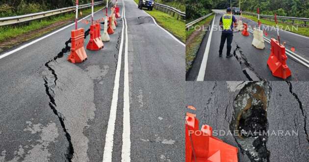 Kertau-Kuala Wau road in Chenor, Pahang closed to all traffic following sinkhole incident – JKR doing repairs
