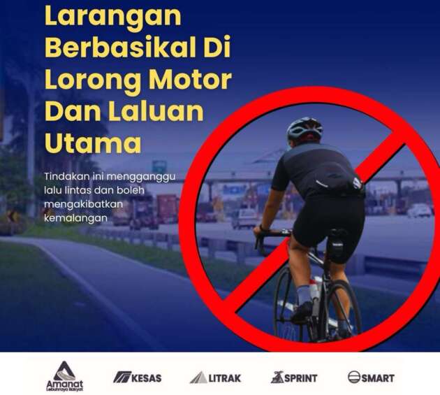 Basikal dilarang di KESAS, termasuk di lorong motor