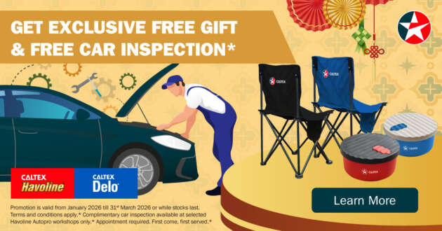 Free car inspection at Caltex Havoline Autopro workshops, plus free gifts with engine oil purchases!