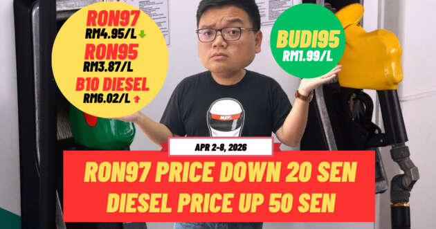 Malaysian fuel prices April 2-8, 2026 – diesel up 50 sen, RM6.02/litre; RON95 unchanged, RON97 to RM4.95/L