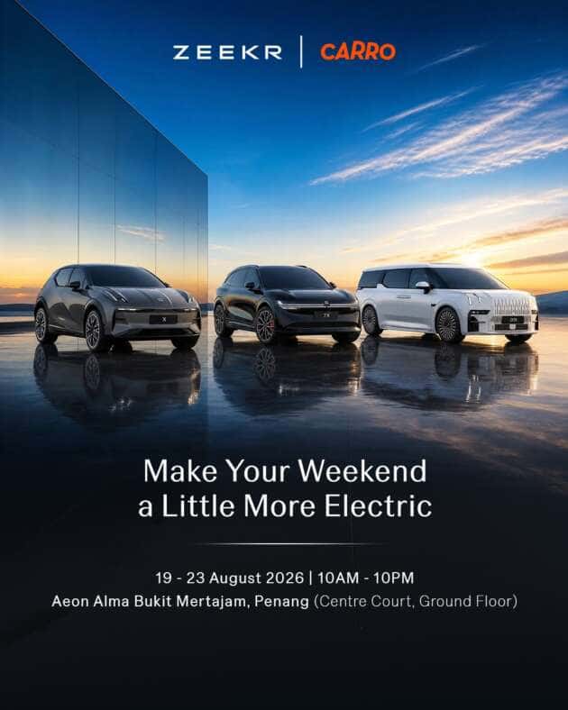 Make your weekend a little more electric at Zeekr Carro’s roadshow at Aeon Alma Bukit Mertajam, Penang