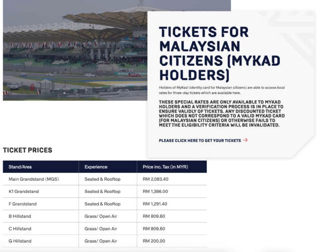 Bahrain GP in Malaysia official ticket prices – still RM200-RM2k for 3-day pass, but must pay in Bahraini dinar