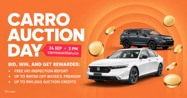 Carro Auction Carnival is today, 3pm – bid online; free VR1 report, up to RM750 off buyer’s premium
