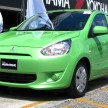 Mitsubishi Mirage previewed, on a Thai race track