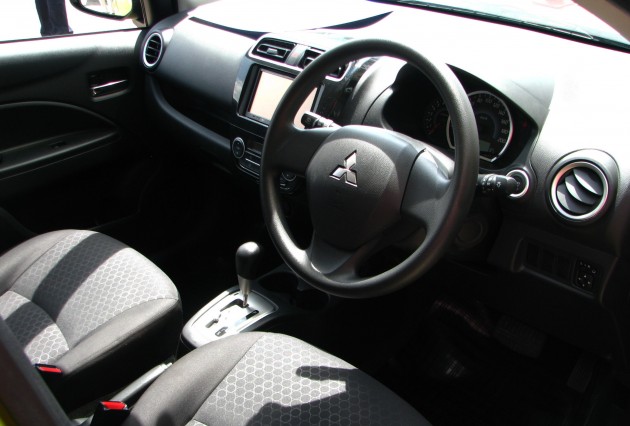 Mitsubishi Mirage previewed, on a Thai race track