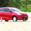 Mitsubishi Mirage previewed, on a Thai race track
