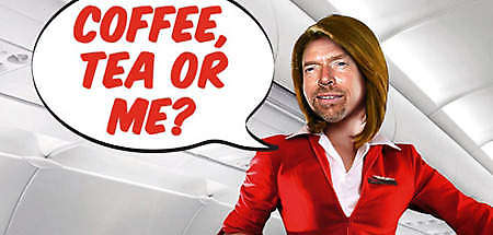 Skirt wearing Richard Branson to work on AirAsia X Kuala Lumpur-London route, seat bidding proceeds go to charity